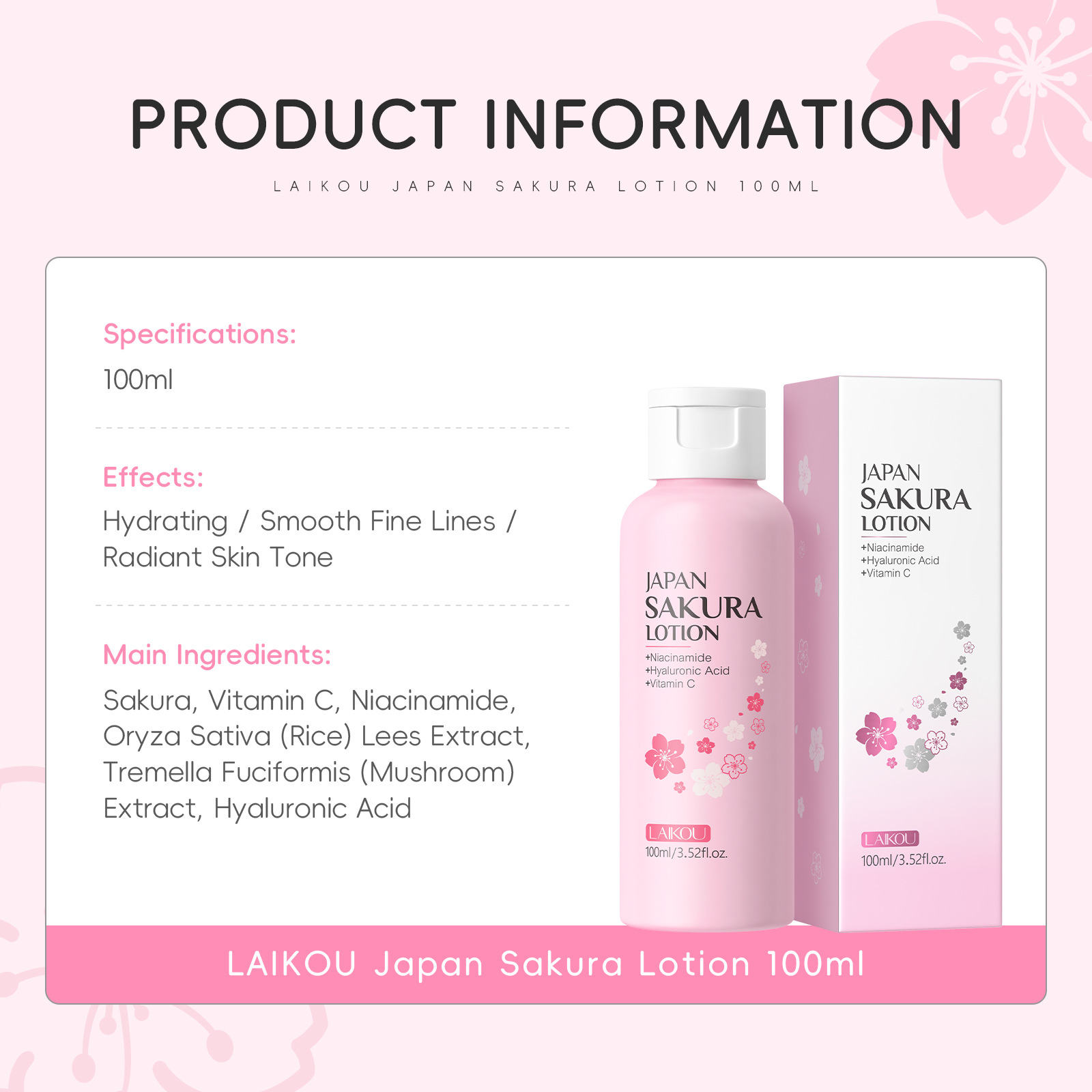 LAIKOU Sakura Losyonu 100ml Ni - Niacinamide Pore Shrinking Essence incelemesi ve fiyatı